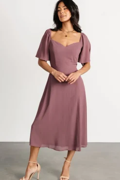 Baltic Born Colette Sweetheart Midi Dress | Vintage Plum