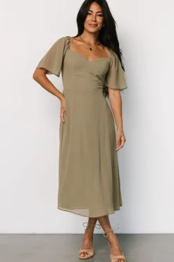 Baltic Born Colette Sweetheart Midi Dress | Dusty Olive