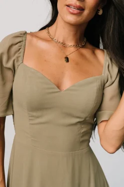 Baltic Born Colette Sweetheart Midi Dress | Dusty Olive