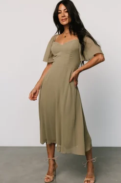 Baltic Born Colette Sweetheart Midi Dress | Dusty Olive
