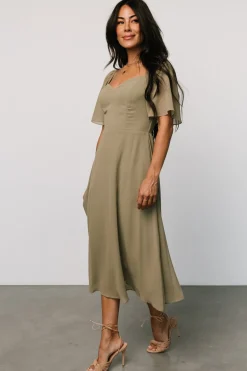 Baltic Born Colette Sweetheart Midi Dress | Dusty Olive