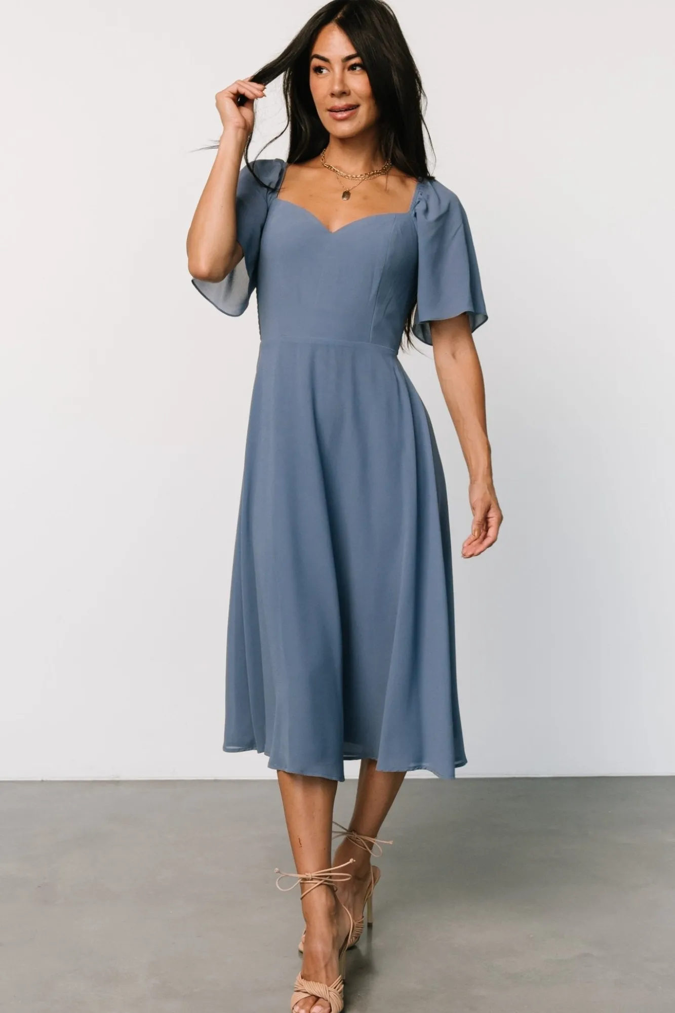 Baltic Born Colette Sweetheart Midi Dress | Whisper Blue