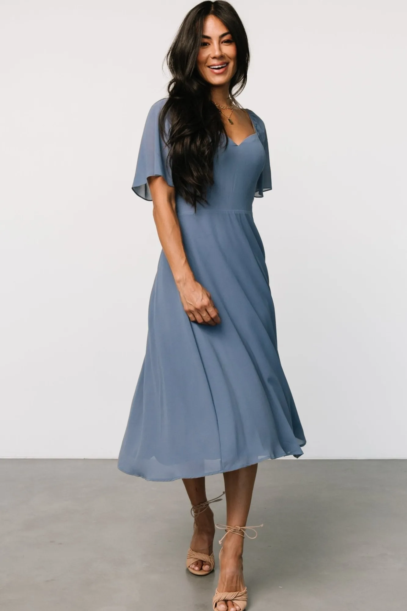 Baltic Born Colette Sweetheart Midi Dress | Whisper Blue