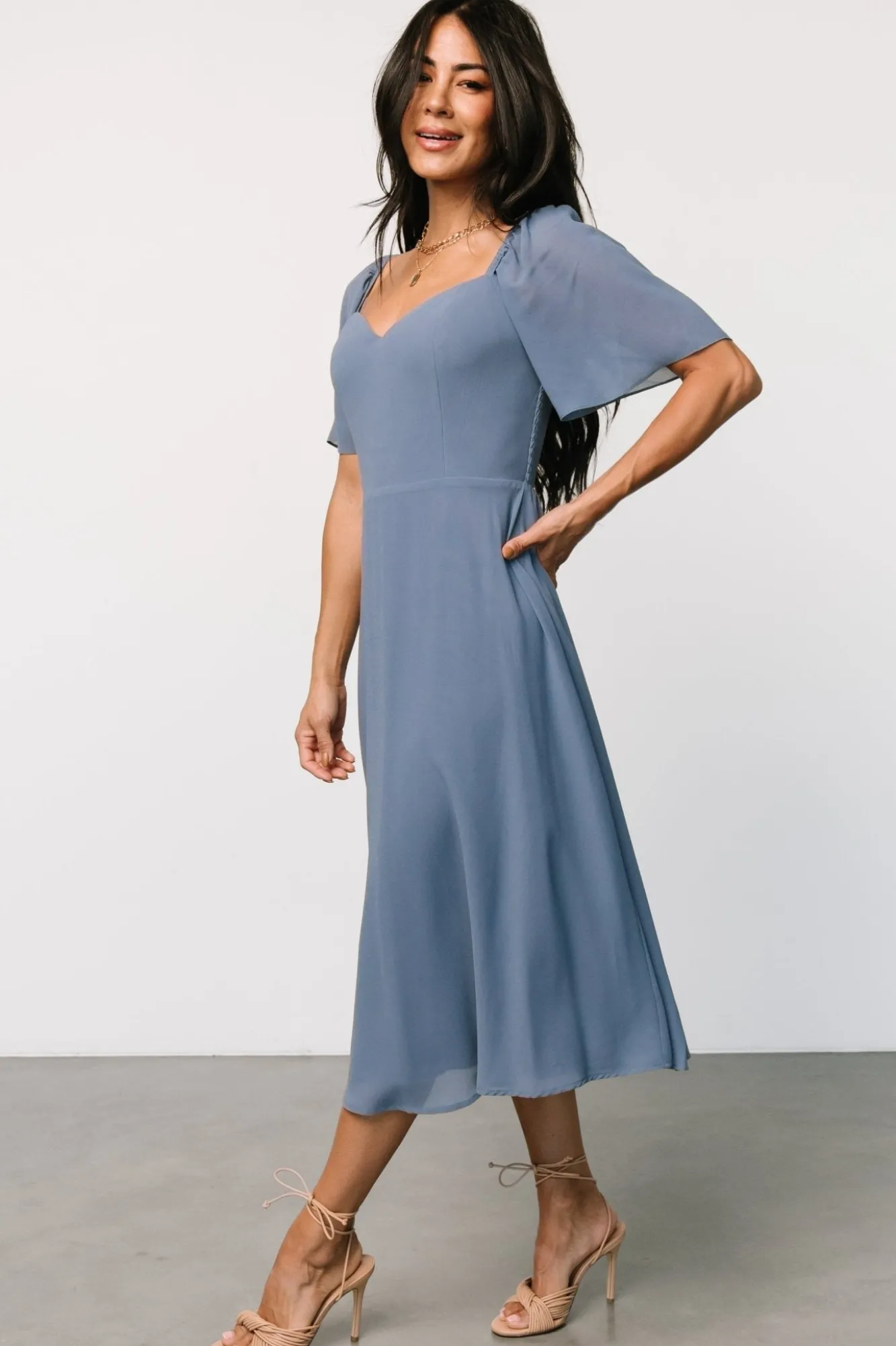 Baltic Born Colette Sweetheart Midi Dress | Whisper Blue