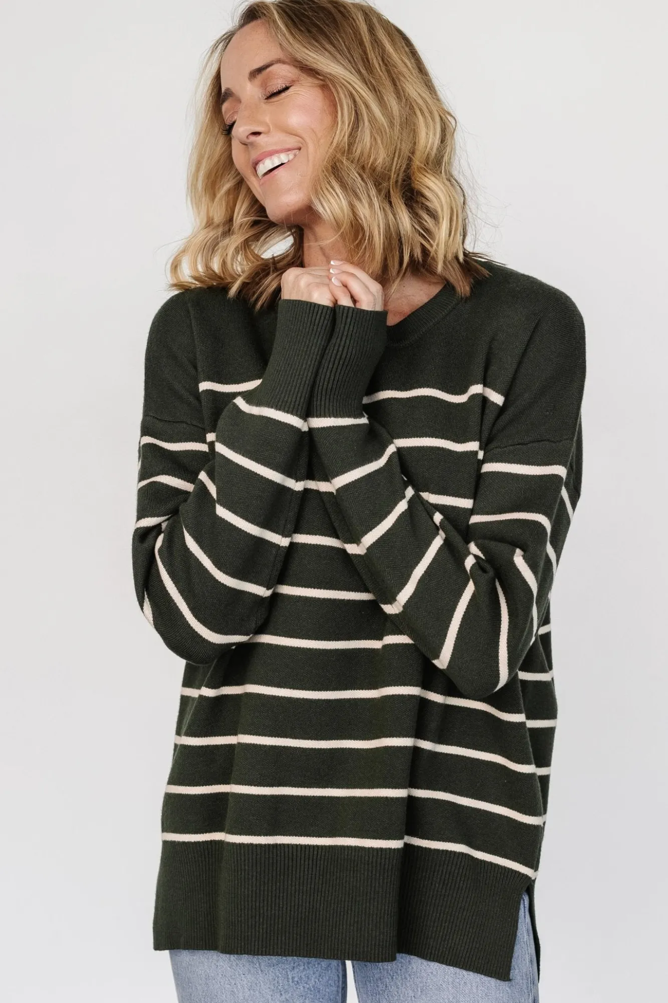 Baltic Born Colmar Striped Sweater | Pine + Cream