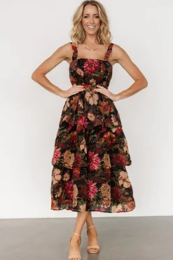 Baltic Born Cologne Tiered Dress | Black Floral