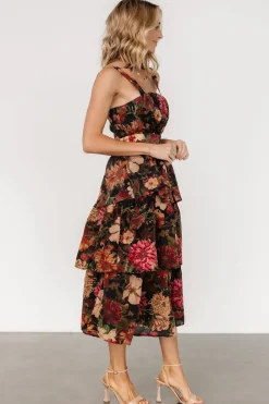 Baltic Born Cologne Tiered Dress | Black Floral