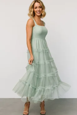 Baltic Born Constance Tulle Maxi Dress | Light Sage