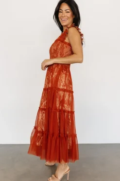 Baltic Born Cora Smocked Tulle Dress | Rust Floral