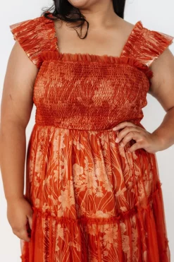 Baltic Born Cora Smocked Tulle Dress | Rust Floral