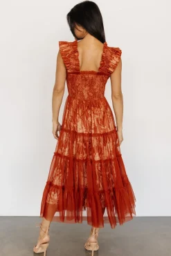 Baltic Born Cora Smocked Tulle Dress | Rust Floral