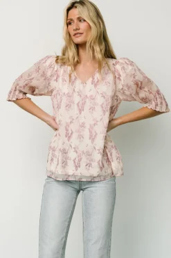 Baltic Born Cordova Top | Beige + Mauve Floral