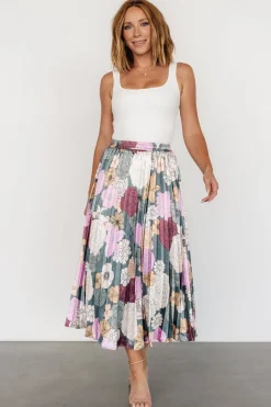 Baltic Born Cori Pleated Skirt | Vintage Teal Floral