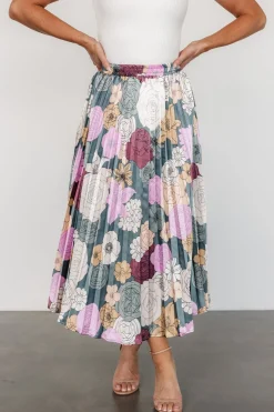 Baltic Born Cori Pleated Skirt | Vintage Teal Floral