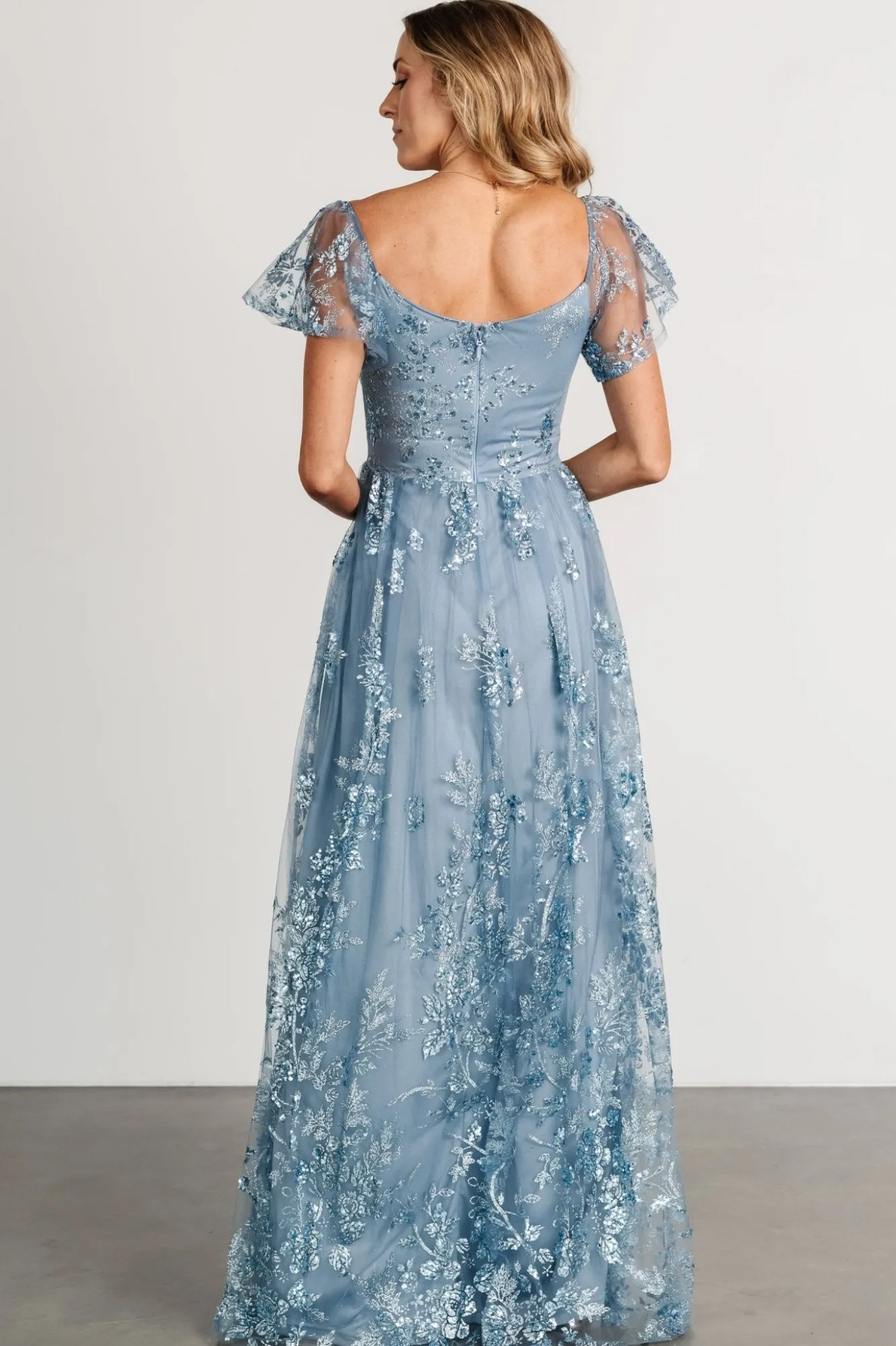 Baltic Born Corinne Shimmer Maxi Gown | Slate Blue