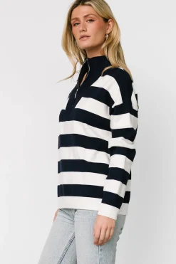 Baltic Born Cornell Half Zip Sweater | Navy + Off White