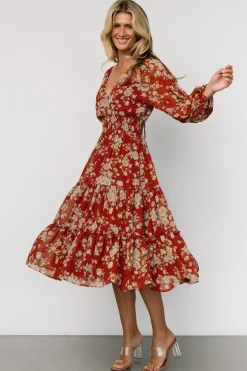 Baltic Born Coventry Tiered Midi Dress | Rust Floral