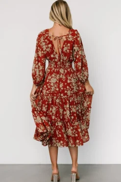 Baltic Born Coventry Tiered Midi Dress | Rust Floral
