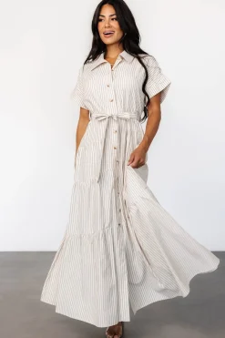 Baltic Born Covey Button Up Maxi Dress | Cream Stripe
