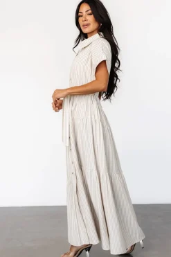 Baltic Born Covey Button Up Maxi Dress | Cream Stripe
