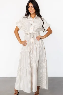 Baltic Born Covey Button Up Maxi Dress | Cream Stripe