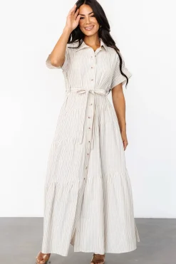 Baltic Born Covey Button Up Maxi Dress | Cream Stripe