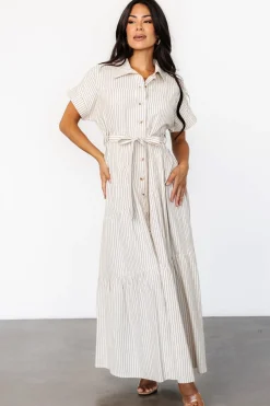 Baltic Born Covey Button Up Maxi Dress | Cream Stripe