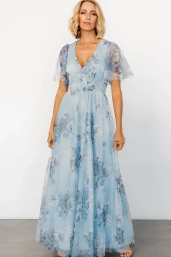 Baltic Born Cressida Tulle Maxi Dress | Blue + Off White Floral