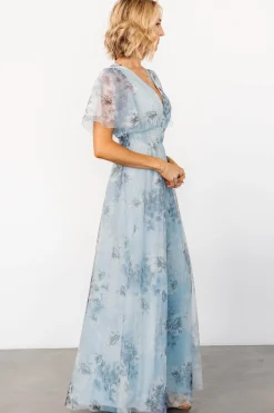 Baltic Born Cressida Tulle Maxi Dress | Blue + Off White Floral