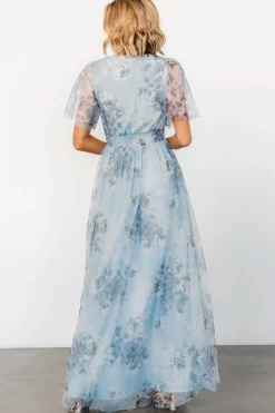 Baltic Born Cressida Tulle Maxi Dress | Blue + Off White Floral