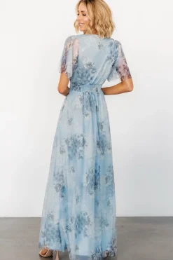 Baltic Born Cressida Tulle Maxi Dress | Blue + Off White Floral