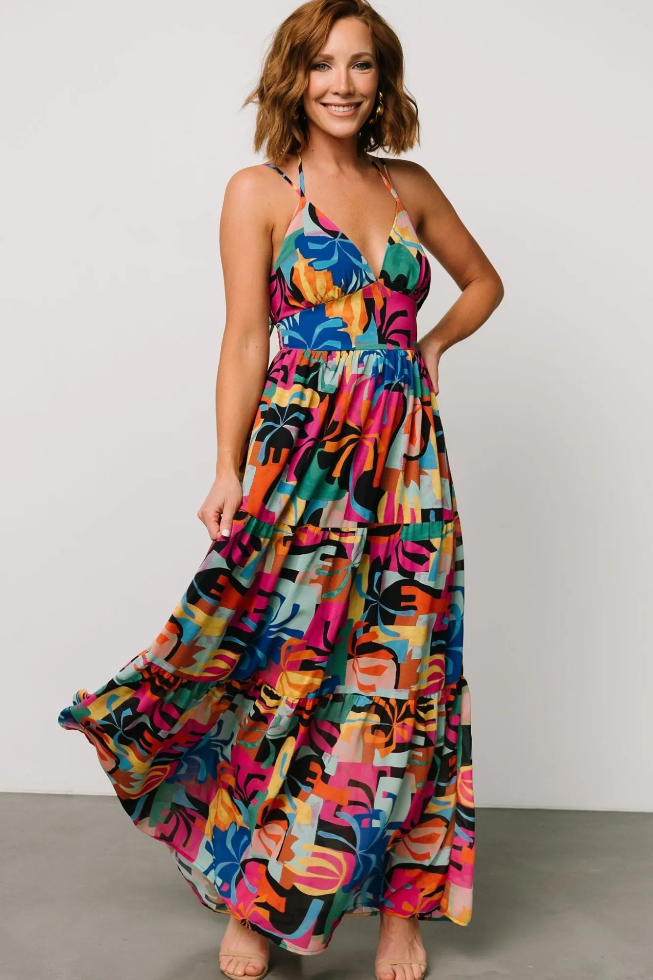 Baltic Born Crystal Maxi Dress | Black Multi Print