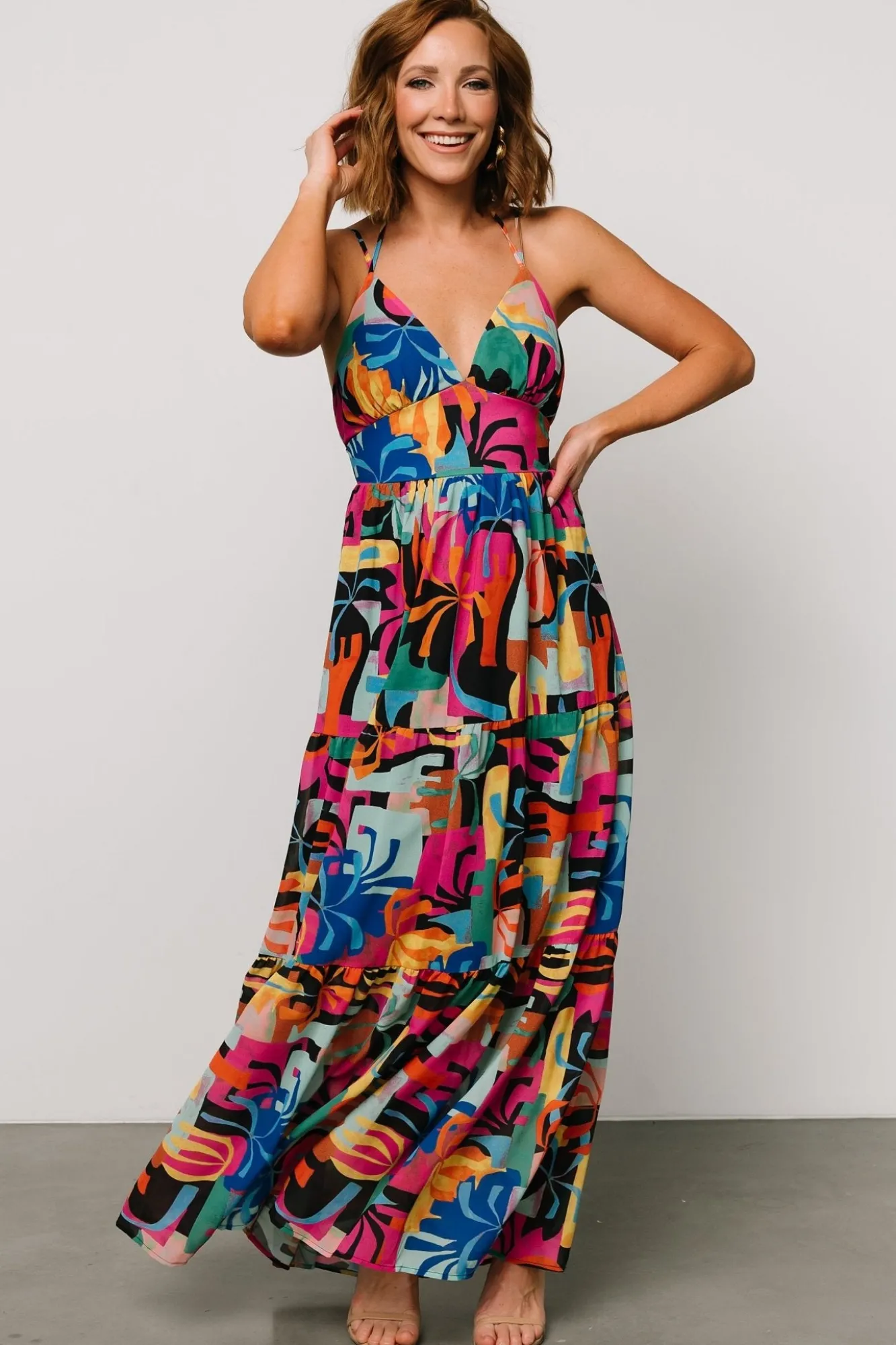 Baltic Born Crystal Maxi Dress | Black Multi Print