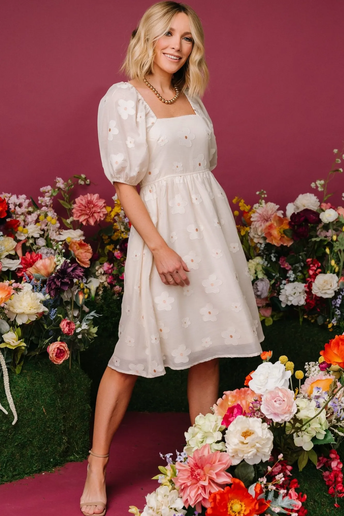 Baltic Born Daisy Short Dress | Vintage Cream Floral