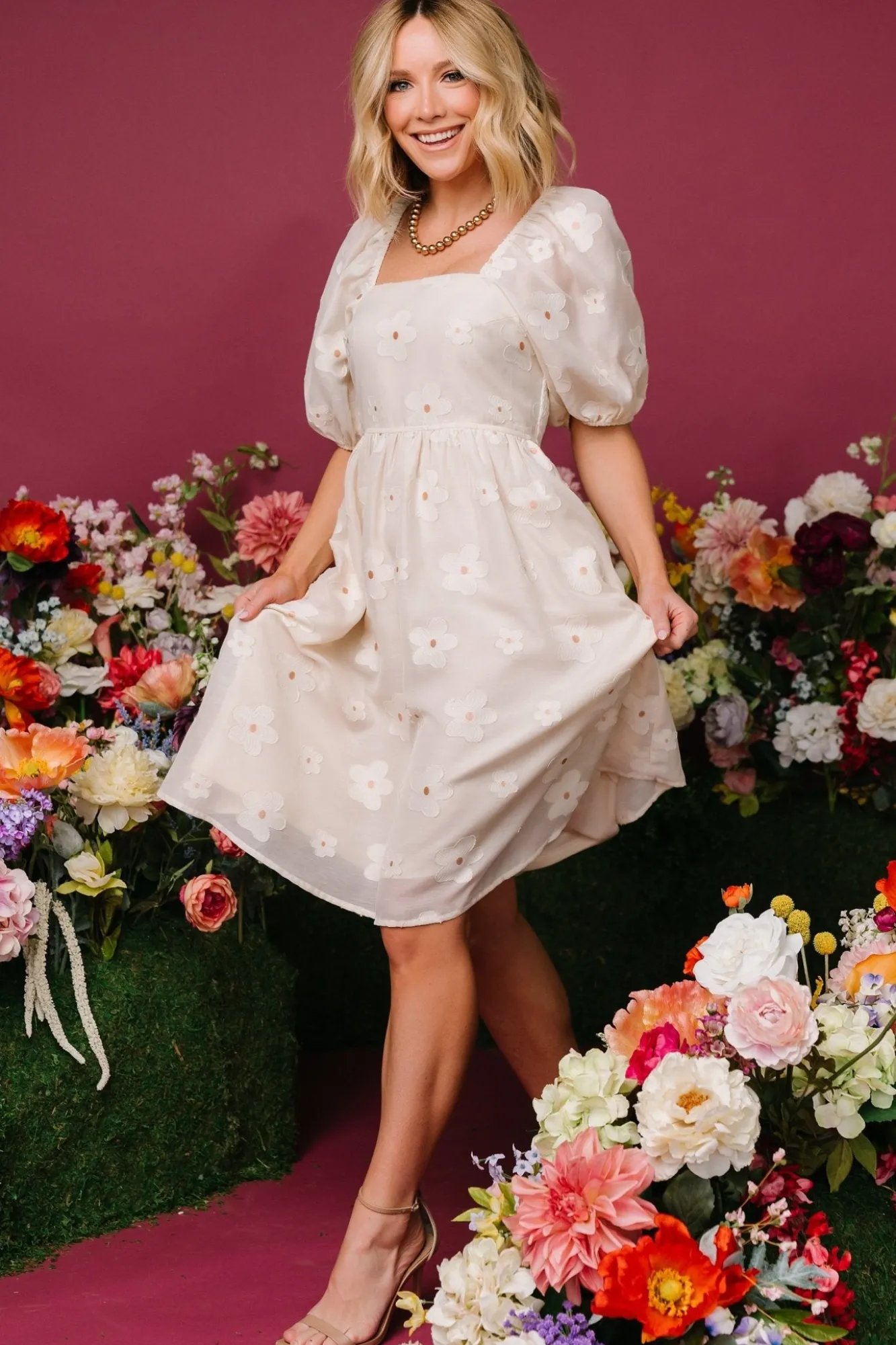 Baltic Born Daisy Short Dress | Vintage Cream Floral