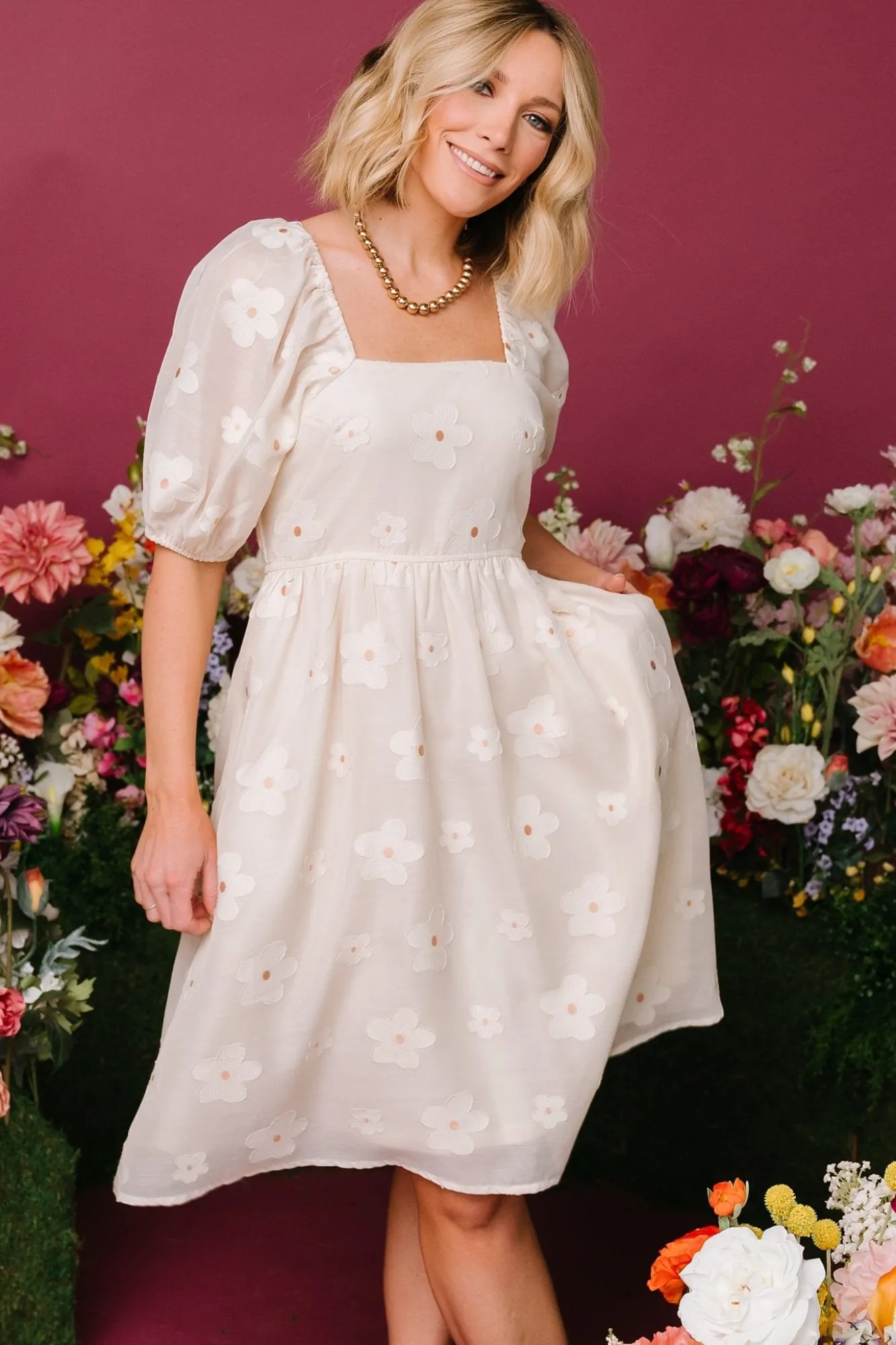 Baltic Born Daisy Short Dress | Vintage Cream Floral