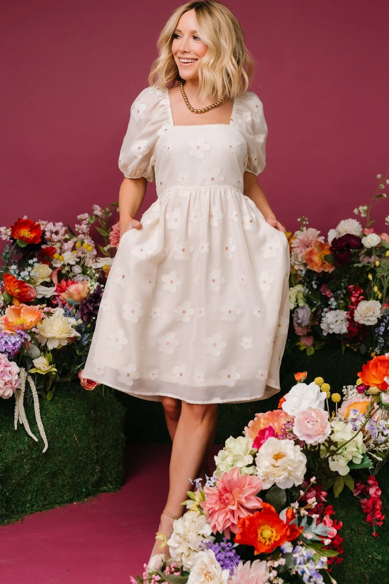 Baltic Born Daisy Short Dress | Vintage Cream Floral