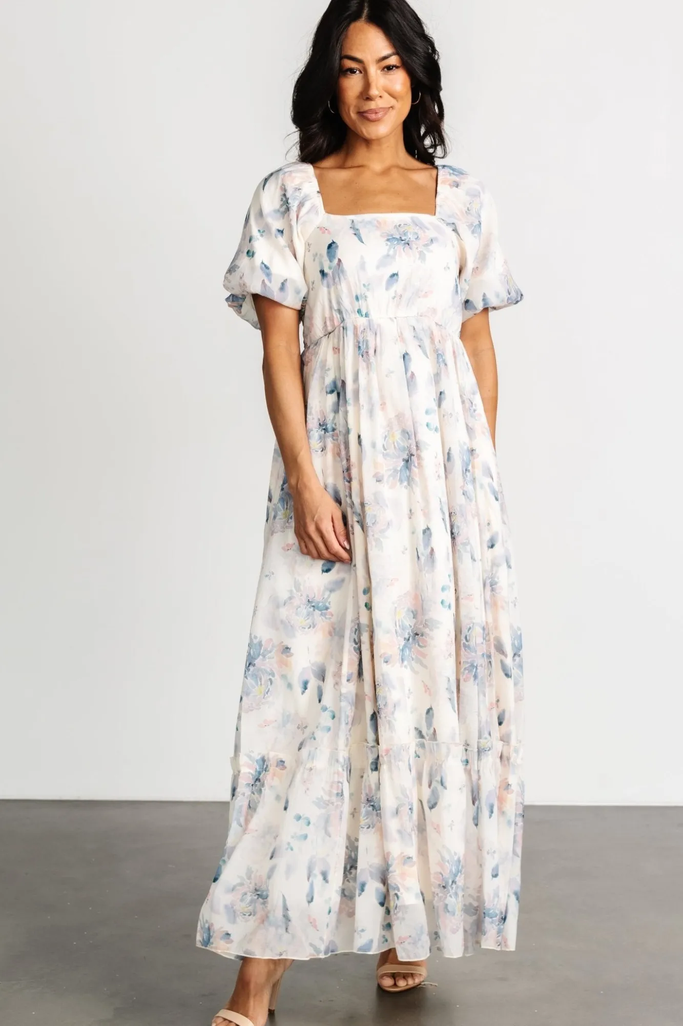 Baltic Born Dalia Maxi Dress | Cream + Blue Floral