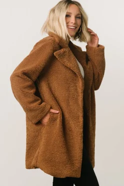 Baltic Born Damien Sherpa Coat | Dark Camel