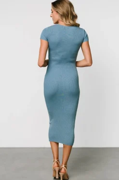 Baltic Born Dana Ribbed Midi Dress | Dusty Blue