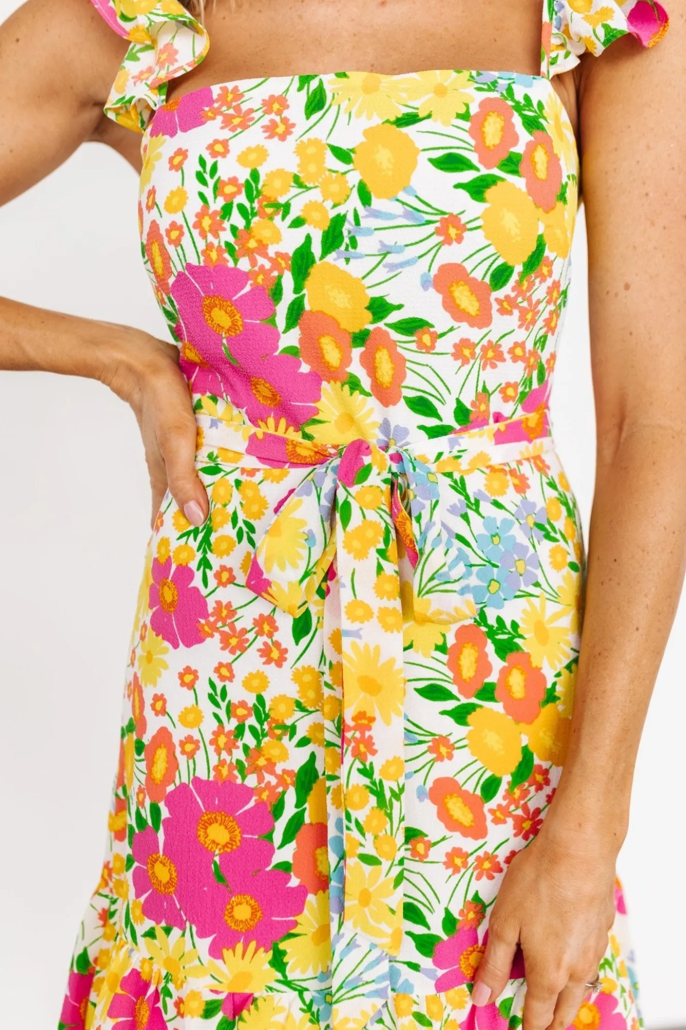 Baltic Born Dani Ruffle Tiered Midi Dress | Multi Floral