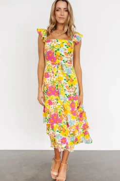 Baltic Born Dani Ruffle Tiered Midi Dress | Multi Floral