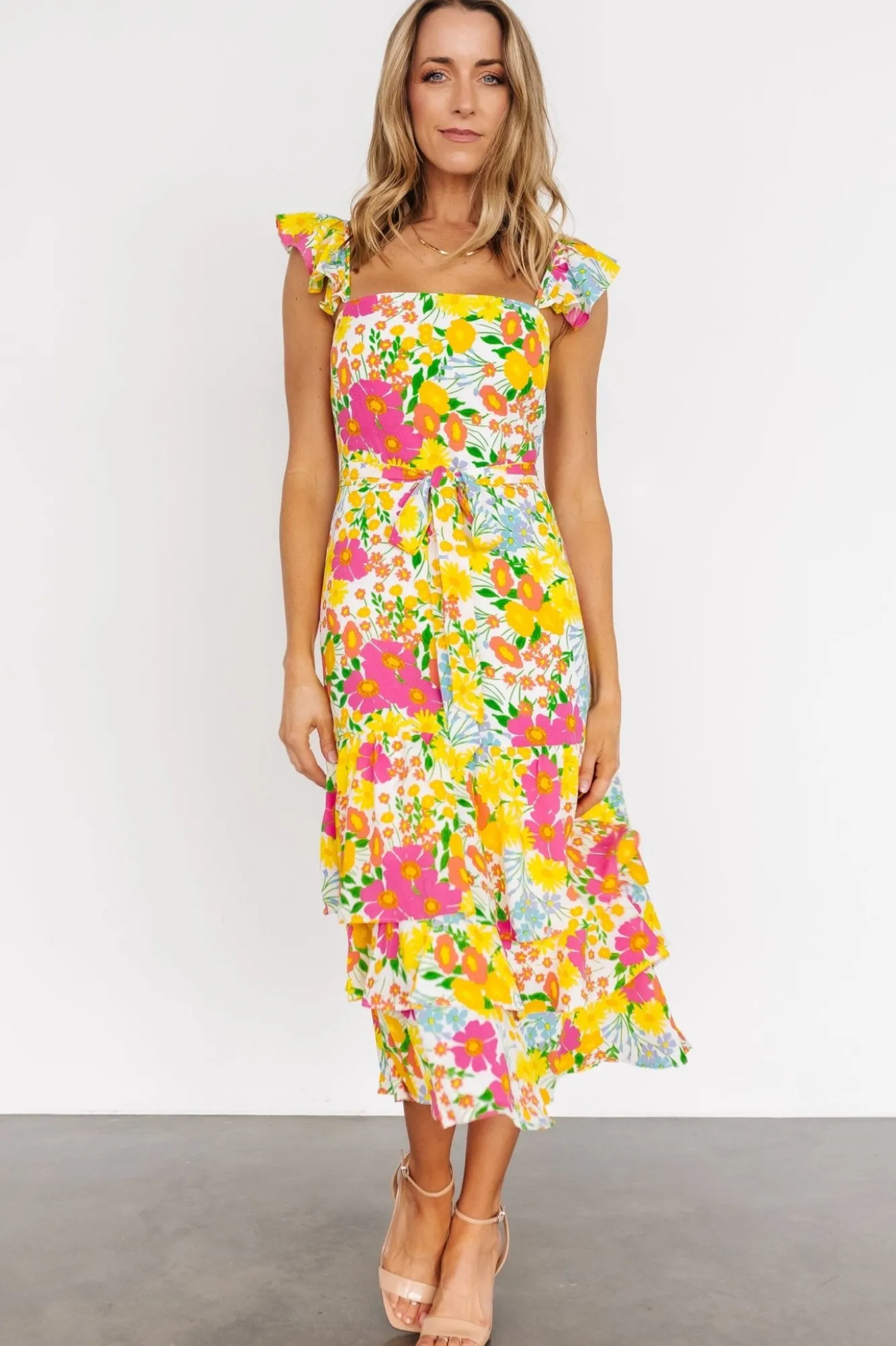 Baltic Born Dani Ruffle Tiered Midi Dress | Multi Floral