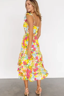 Baltic Born Dani Ruffle Tiered Midi Dress | Multi Floral