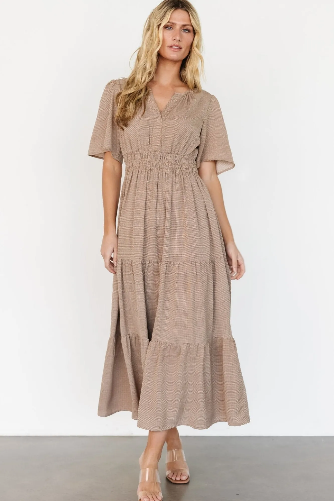 Baltic Born Danielle Tiered Maxi Dress | Brown Print