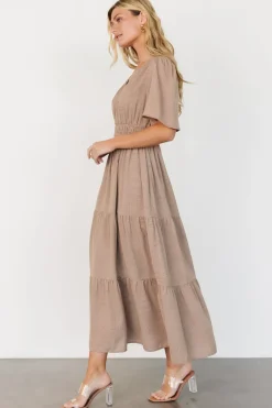 Baltic Born Danielle Tiered Maxi Dress | Brown Print