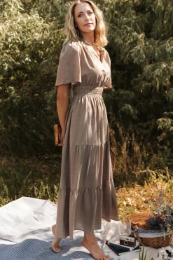 Baltic Born Danielle Tiered Maxi Dress | Brown Print