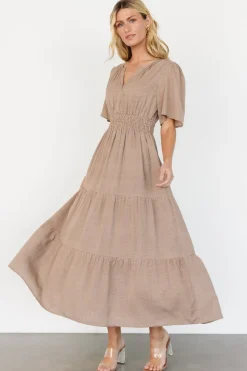 Baltic Born Danielle Tiered Maxi Dress | Brown Print