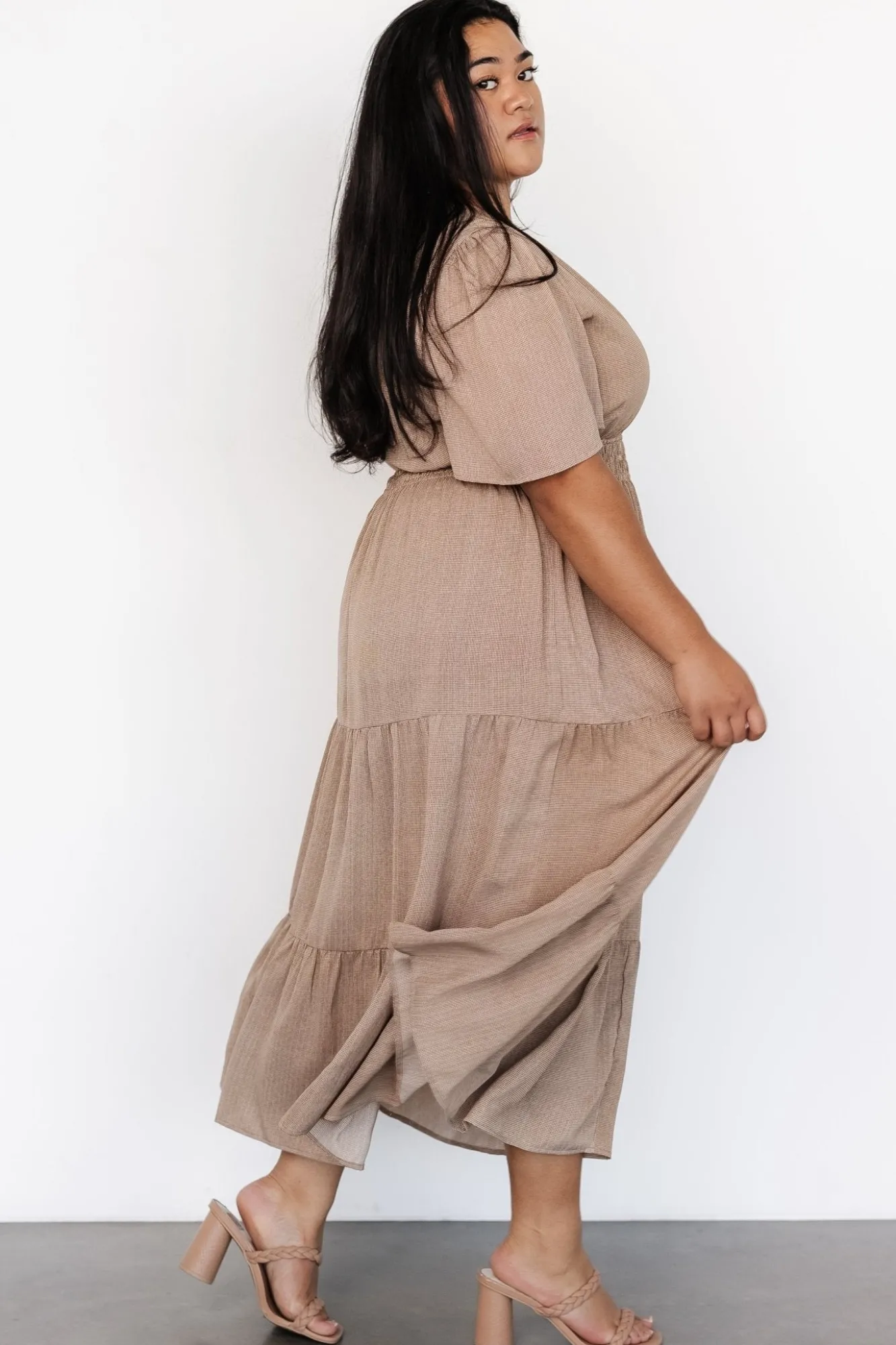 Baltic Born Danielle Tiered Maxi Dress | Brown Print