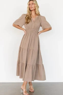 Baltic Born Danielle Tiered Maxi Dress | Brown Print